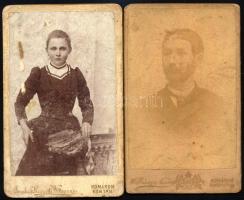 cca 1890-1900 Férfi és női portré, 2 db vizitkártya Wittmann Nándor, illetve Amalie &amp; Henrie...