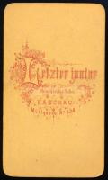 cca 1870 Elegáns hölgy portréja, vizitkártya Letzter junior kassai műterméből, 10,5x6 cm