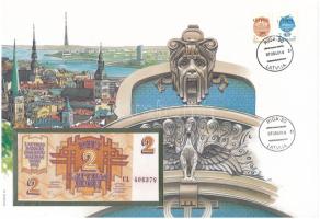 Lettország 1992. 2R felbélyegzett borítékban, bélyegzéssel T:UNC
Latvia 1992. 2 Rublis in envelope ...