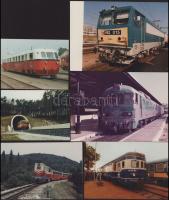 Mozdonyokról készült színes fotók, 6 db, 9×12,5 és 12×17 cm közötti méretekben