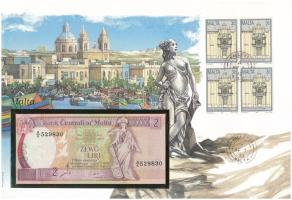 Málta 1994. 2L felbélyegzett borítékban, bélyegzéssel T:UNC
Malta 1994. 2 Liri in envelope with sta...