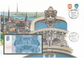 Lettország 1992. 5R felbélyegzett borítékban, bélyegzéssel T:UNC
Latvia 1992. 5 Rublis in envelope ...