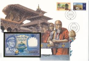Nepál 1988-1990(DN) 1R felbélyegzett borítékban, bélyegzéssel T:UNC
Nepal 1988-1990(ND) 1 Rupees in...