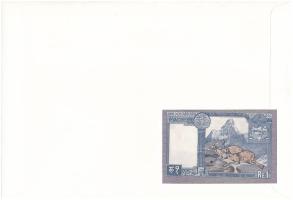 Nepál 1988-1990(DN) 1R felbélyegzett borítékban, bélyegzéssel T:UNC
Nepal 1988-1990(ND) 1 Rupees in...