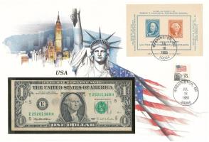 Amerikai Egyesült Államok 1995. 1$ bankjegy felbélyegzett borítékban, bélyegzéssel T:F
USA 1995. 1 ...