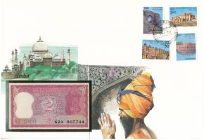 India DN 2R felbélyegzett borítékban, bélyegzéssel, német nyelvű leírással T:UNC
India ND 2 Rupees ...