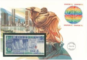 Szingapúr 1987. 1$ felbélyegzett borítékban, bélyegzéssel T:UNC
Singapore 1987. 1 Dollar in envelop...