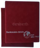 "Banknoten Briefe aus aller Welt" piros, plüssborítású, négygyűrűs album, 21db osztás nélk...