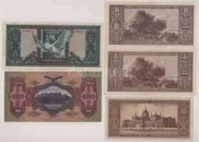 Vegyes 5db-os pengő bankjegy tétel, benne: 1930. 100P "E 181 076574" + 1945. 10.000.000P &...