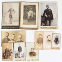 cca 1870-1915 Katonaportrék, 10 db keményhátú fotó, különféle magyar és külföldi műtermekből (közte ...