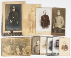 cca 1870-1915 Katonaportrék, 10 db keményhátú fotó, különféle magyar és külföldi műtermekből, változ...