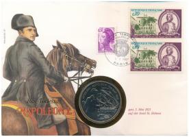 Szent Ilona 1986. 50p Cu-Ni "Napoleon halálának 165. évfordulója" francia bélyeggel felbél...