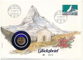 Svájc 1983. 1r bronz felbélyegzett "Glücksbrief" borítékban, bélyegzéssel T:UNC
Switzerla...