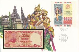 Indonézia 1984. 100R felbélyegzett borítékban, bélyegzéssel T:UNC
Indonesia 1984. 100 Rupiah in env...