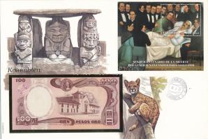Kolumbia 1989. 100P felbélyegzett borítékban, bélyegzéssel T:UNC
Kolumbia 1989. 100 Pesos in envelo...