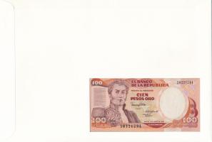 Kolumbia 1989. 100P felbélyegzett borítékban, bélyegzéssel T:UNC
Kolumbia 1989. 100 Pesos in envelo...