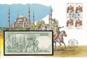 Törökország 1970. 10.000L felbélyegzett borítékban, bélyegzéssel T:UNC
Turkey 1970. 10.000 Lira in ...