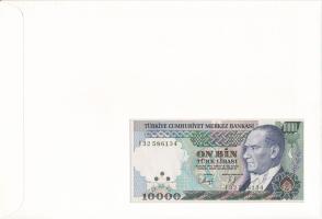 Törökország 1970. 10.000L felbélyegzett borítékban, bélyegzéssel T:UNC
Turkey 1970. 10.000 Lira in ...