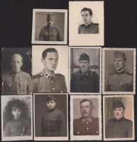 cca 1939-1944 M. Kir. Honvédség, katonákat ábrázoló fotók, 10 db, változó állapotban, 9x6 cm körül