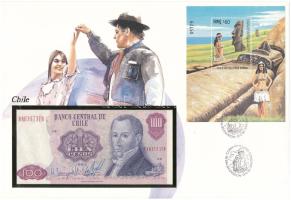 Chile 1983. 100P felbélyegzett borítékban, alkalmi bélyegzéssel T:UNC
Chile 1983. 100 Pesos in enve...