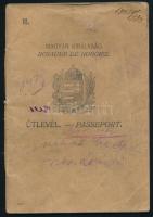 1923 Magyar Királyság által kiállított fényképes útlevél Moravetz Hugó részére, német és osztrák víz...