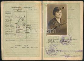 1926 Magyar Királyság által kiállított fényképes útlevél Halmos Ilona varrónő részére, osztrák vízum...
