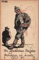 Military New Year 1918 litho s: Hermann Molzer (EB)