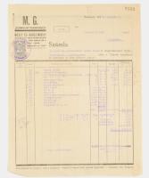 1943-1948 Kerékpár témájú fejléces számlák (M. G. "Johnson" kerékpárok, Rekord varrógép- é...