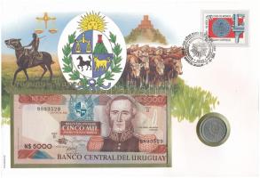 Uruguay 1960. 1P + 1983-1987(DN) 5000P felbélyegzett bankjegyes és érmés boríték bélyegzéssel T:UNC
...