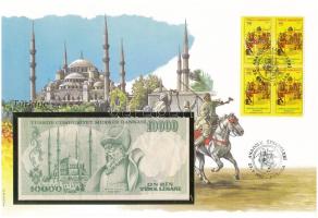 Törökország 1970. 10.000L felbélyegzett borítékban, bélyegzéssel T:UNC
Turkey 1970. 10.000 Lira in ...