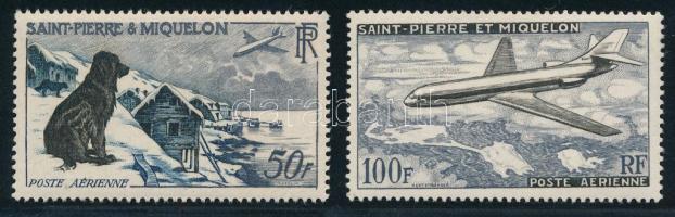 1957 Légiposta: Tájak sor Mi 386-387 (Mi EUR 70.-) (Mi 387 falcos / hinged)