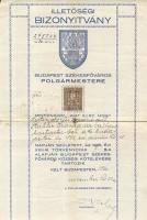 1932 Izraelita vallású házaspár illetőségi bizonyítványa + Zsibárukereskedő Ipartestület felvételi o...
