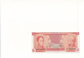 Venezuela 1989. 5B felbélyegzett borítékban, bélyegzéssel T:UNC
Venezuela 1989. 5 Bolívares in enve...