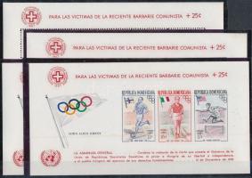1957 Nyári olimpia, Segítség a magyar menekülteknek felülnyomott fogazott és vágott blokk pár Mi 5-6...