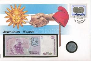 Argentína 1960. 1P acél + 1988-1989. 50A felbélyegzett borítékban, bélyegzéssel, német nyelvű leírás...