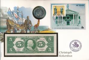 Kuba 1990. 1P + Salvador 1983. 5C felbélyegzett bankjegyes és érmés boríték bélyegzéssel, német nyel...