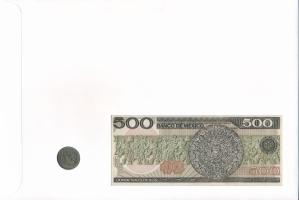 Mexikó 1980. 5c Cu-Ni + 1983. 500P "Francisco Ignacio Madero" érmés és bankjegyes felbélye...