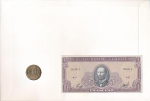 Chile 1970-1973(DN) 1E + 1992. 100P felbélyegzett bankjegyes és érmés boríték bélyegzéssel, német ny...