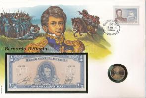 Chile 1970-1973(DN) 1/2E + 1993. 50P felbélyegzett bankjegyes és érmés boríték bélyegzéssel, német n...