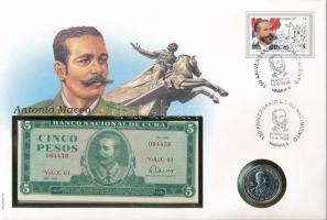 Kuba 1977. 5P "Antonio Maceo" + 1984. 5P "Antonio Maceo" felbélyegzett bankjegye...