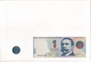 Argentína 1992-1994(DN) 1P + 1984. 1P felbélyegzett bankjegyes és érmés boríték bélyegzéssel T:UNC
...