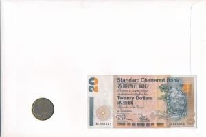 Kína / Hongkong 1995. 20$ + 1993. 2$ Cu-Ni "Orchideafa" felbélyegzett borítékban, alkalmi ...