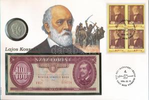 Magyarország 1994. "Kossuth Lajos halálának 100. évfordulója" érmés és bankjegyes pecsétel...