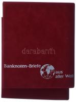 "Banknoten Briefe aus aller Welt" piros, plüssborítású, négygyűrűs album, 25db osztás nélk...