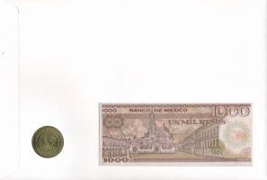 Mexikó 1991. 1000P Al-bronz + 1985. 1000P "Juana de Asbaje költő, apáca" felbélyegzett bor...