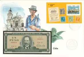 Kuba 1982. 1P felbélyegzett bankjegyes boríték bélyegzéssel T:UNC
Cuba 1982. 1 Peso in banknote env...
