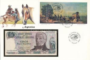 Argentína 1984(DN) 5P felbélyegzett borítékban, bélyegzéssel T:UNC
Argentina 1984(ND) 5 Pesos in en...