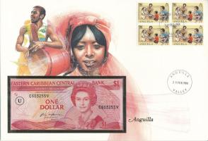 Kelet-Karibi Államok / Anguilla 1985-1988. 1$ felbélyegzett borítékban, bélyegzéssel T:UNC Eastern C...