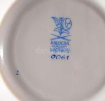 Kalocsai Porcelán 6 darab csésze alátéttel + cukortartó, tejkiöntő, jelzett