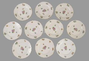 Herendi Eton mintás 10 darabos süteményes tányér készlet, jelzett, minimális kopással, d: 15,5 cm